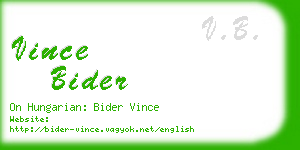 vince bider business card